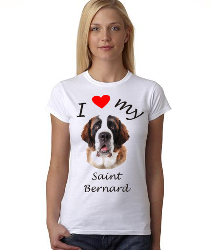 Dogs - I Heart My Saint Bernard on Womans Shirt